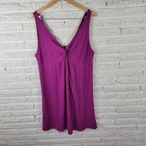Ann Taylor LOFT Women's XL Purple V-Neck Mini Tank Dress Cotton Blend PUR5E